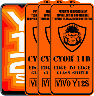 CYOR Edge To Edge Tempered Glass for VIVO Y12S(Pack of 3)