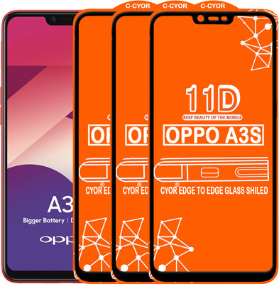 CYOR Edge To Edge Tempered Glass for Oppo A3s(Pack of 3)
