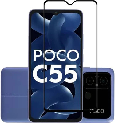 HIE POWER Edge To Edge Tempered Glass for Poco C55-9H Full Glue Full HD, Shatterproof, Anti Scratch Screen Guard|Full Screen Coverage (Except Edges) Screen Protector(Pack of 1)
