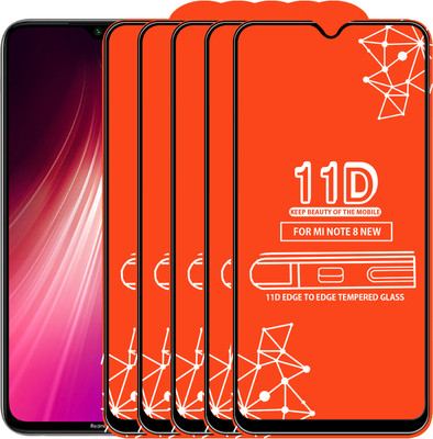Qyist Edge To Edge Tempered Glass for Mi Note 8 New(Pack of 5)