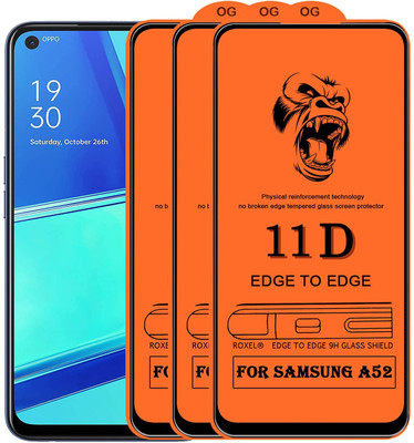 HIE POWER Edge To Edge Tempered Glass for Samsung Galaxy A52 -11D Glass (Pack Of 3)(Pack of 3)