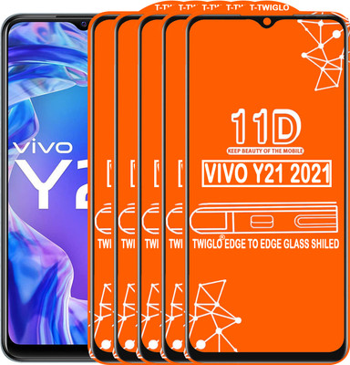 TWIGLO Edge To Edge Tempered Glass for VIVO Y21 2021(Pack of 5)