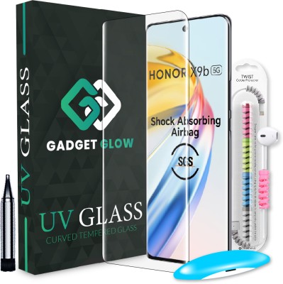 Gadget Glow Edge To Edge Tempered Glass for Honor X9b 5G, Honor X9b, OnePlus 12R 5G, 1+12R, UV Light Tempered Glass with Cable Protector(Pack of 1)