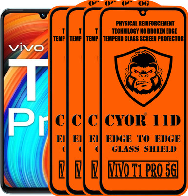 CYOR Edge To Edge Tempered Glass for VIVO T1 PRO 5G(Pack of 4)