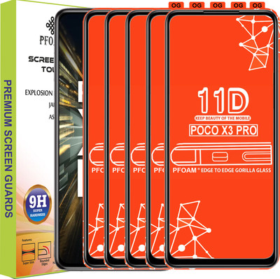PFOAM Edge To Edge Tempered Glass for POCO X3 PRO(Pack of 5)