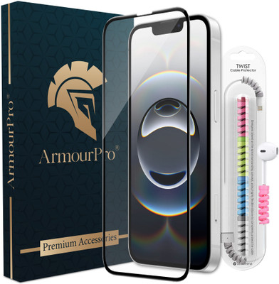 ArmourPro Edge To Edge Tempered Glass for iPhone 16e, Apple iPhone 16e, OG Tempered Glass with Cable Protector(Pack of 1)