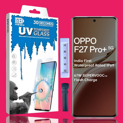 KadWaniya Edge To Edge Tempered Glass for Oppo F27 Pro Plus 5G, Oppo F27 Pro + 5G, Meibo Series 3D Curved (30 Seconds Quick Paste) High Quality UV Liquide Glue Glass with Easy Installation Kit-205(Pack of 1)