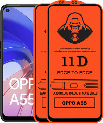 Laxdom Edge To Edge Tempered Glass for OPPO A55(Pack of 2)