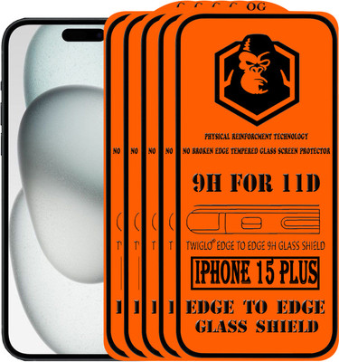 TWIGLO Edge To Edge Tempered Glass for IPHONE 15 PLUS(Pack of 5)