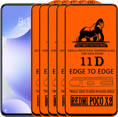 TWIGLO Edge To Edge Tempered Glass for REDMI POCO X2(Pack of 5)