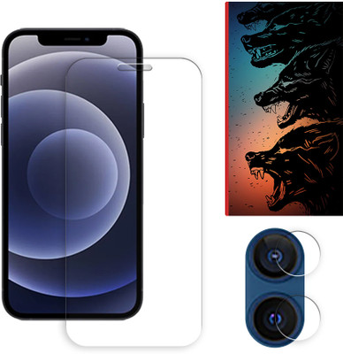 SOMTONE Edge To Edge Tempered Glass for Apple iPhone 12 mini 5G Tempered Glass Screen Protector | Anti-Scratch | Edge to Edge Full Coverage | 9H Hardness ( 1 FRONT SCREEN GUARD + 1 CAMERA LENS PROTECTOR + 1 FREE BACK EMBOSSED SKIN061 )(Pack of 1)
