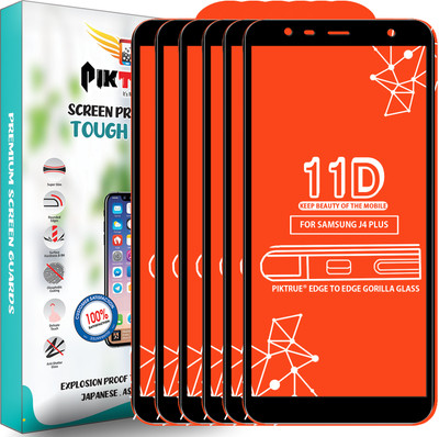 PikTrue Edge To Edge Tempered Glass for Samsung Galaxy J4 Plus(Pack of 6)