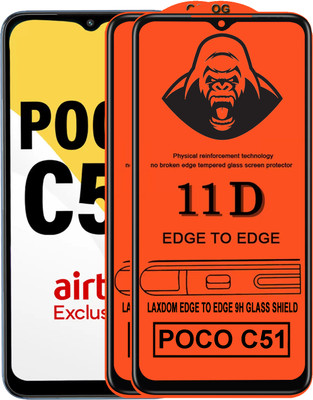 Laxdom Edge To Edge Tempered Glass for POCO C51(Pack of 2)