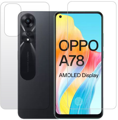 ECMERED Front and Back Tempered Glass for Oppo A78 4G, OPPO A78 4G(Pack of 1)