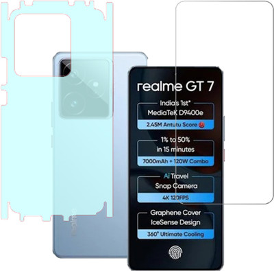 VAYUVAULT Front and Back Screen Guard for realme Gt 7, Tempered Glass, Back Screen Guard Matte finish, Back Screen Guard With Side(Pack of 2)