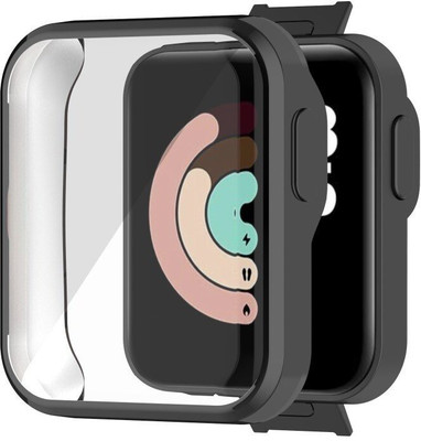 VOLMERE Front and Back Screen Guard for Xiaomi Mi Watch Lite Full Coverage Soft TPU Smart Watch Protective Case with Screen Protector, (Flexible|Silicone|Black)(Pack of 1)