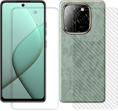 SOMTONE Front and Back Screen Guard for Tecno Spark 20 Pro 5G (1 FRONT UNBREAKABLE TEMPERED WITH 1 BACK CARBON FIBER SKIN)(Pack of 1)