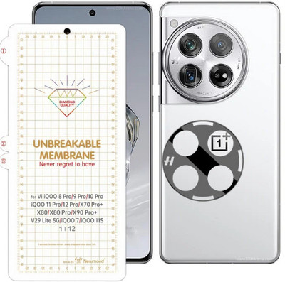 VGEAR Front and Back Screen Guard for OnePlus 12 Edge To Edge Front And Back Unbreakable Membrane Screen Protector With Back Camera Lens Protector 9H Easy Self Installation(Pack of 2)