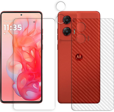 SOMTONE Front and Back Screen Guard for Motorola Moto G Stylus 5G (2024) (1 FRONT UNBREAKABLE TEMPERED WITH 1 BACK CARBON FIBER SKIN + 1 CAMERA LENS PROTECTOR)(Pack of 1)
