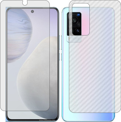 MOBART Front and Back Screen Guard for VIVO X60T V2085A (Front Matte Finish & Back 3d Carbon Fiber)(Pack of 2)
