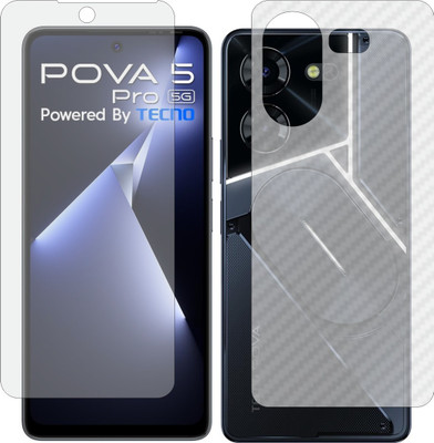 Mobling Front and Back Screen Guard for Tecno Pova 5 Pro (Matte Front & Carbon Fiber Skin for Back)(Pack of 2)