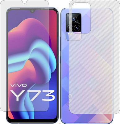 Mobling Front and Back Screen Guard for VIVO V2059 (Front 9H Hardness Matte & Carbon Fiber Skin for Back)(Pack of 2)