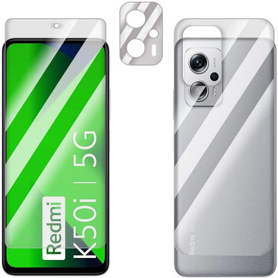 FCS Front and Back Screen Guard for Xiaomi Redmi K50i Front+Back+Camera (Glossy)(Pack of 3)