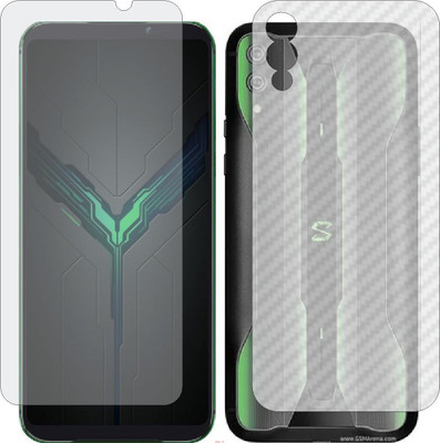 Mobling Front and Back Screen Guard for MI BLACK SHARK 2 PRO (Front 9H Hardness Matte & Carbon Fiber Skin for Back)(Pack of 2)