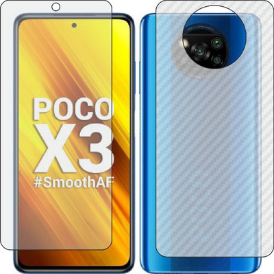 ZINGTEL Front and Back Screen Guard for POCO X3 NFC (Front Matte Finish & Back 3d Carbon Fiber)(Pack of 2)
