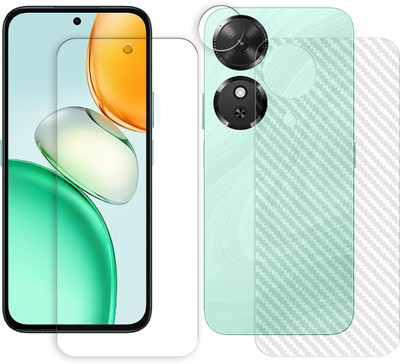SOMTONE Front and Back Tempered Glass for Honor Play10C 5G Tempered Glass Screen Protector | Anti-Scratch | Edge to Edge Full Coverage | 9H Hardness ( 1 FRONT SCREEN GUARD + 1 BACK CARBON FIBER SKIN + 1 CAMERA LENS PROTECTOR )(Pack of 1)