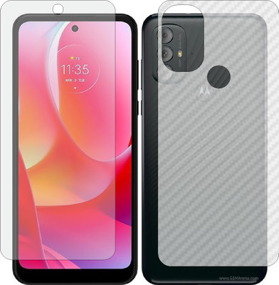 MOBART Front and Back Screen Guard for MOTOROLA G POWER 2022 (Front Matte Finish & Back 3d Carbon Fiber)(Pack of 2)