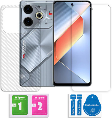 SOMTONE Front and Back Screen Guard for Tecno Pova 6 Neo 5G (1 FRONT UNBREAKABLE TEMPERED WITH 1 BACK CARBON FIBER SKIN)(Pack of 1)