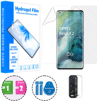 SOMTONE Front and Back Screen Guard for OPPO Find X2 (1 HYDROGEL SCREEN PROTECTOR WITH 1 CARBON FIBER SKIN AND 1 CAMERA LENS PROTECTOR)(Pack of 1)