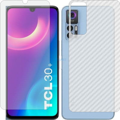 MOBART Front and Back Screen Guard for TCL 30 PLUS (Front Matte Finish & Back 3d Carbon Fiber)(Pack of 2)