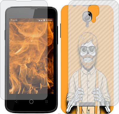 Mobling Front and Back Screen Guard for LYF FLAME 5 LS 4002 (Front 9H Hardness Matte & Carbon Fiber Skin for Back)(Pack of 2)