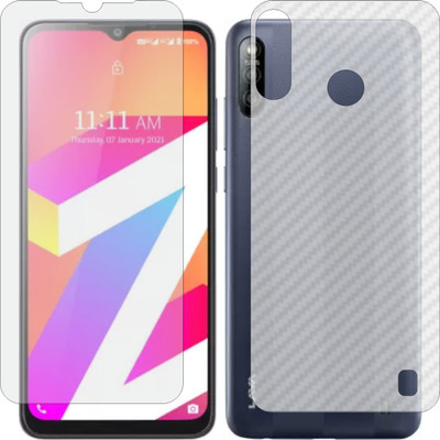 MOBART Front and Back Screen Guard for LAVA Z 3 (Front Matte Finish & Back 3d Carbon Fiber)(Pack of 2)