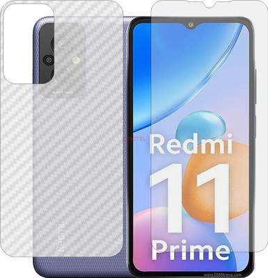 ZINGTEL Front and Back Screen Guard for XIAOMI REDMI 11 PRIME (Front Matte Finish & Back 3d Carbon Fiber)(Pack of 2)