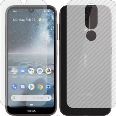 Mobling Front and Back Screen Guard for NOKIA 4.2 (Front 9H Hardness Matte & Carbon Fiber Skin for Back)(Pack of 2)