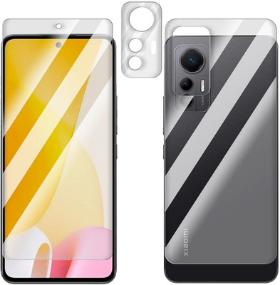 FCS Front and Back Screen Guard for Xiaomi 12 Lite Front+Back+Camera (Glossy)(Pack of 3)