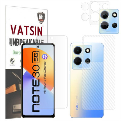 Vatsin Front and Back Screen Guard for Infinix Note 30 5G, Infinix Note 30 5G [Back Carbon Fiber] [Rear Camera Lens Guard](Pack of 3)