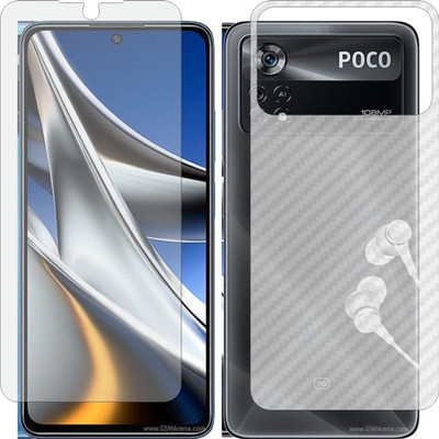 MOBART Front and Back Screen Guard for POCO X4 PRO 5G (Front Matte Finish & Back 3d Carbon Fiber)(Pack of 2)