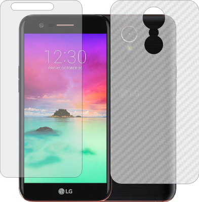 Mobling Front and Back Screen Guard for LG K10 2017 (Front 9H Hardness Matte & Carbon Fiber Skin for Back)(Pack of 2)