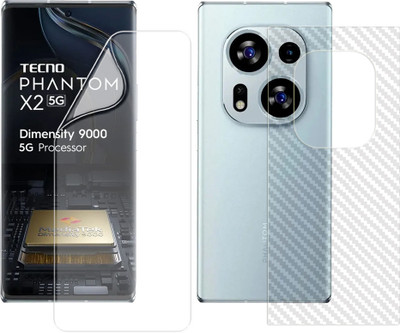 SOMTONE Front and Back Screen Guard for Tecno Phantom X2 5G (1 HYDROGEL SCREEN PROTECTOR WITH 1 CARBON FIBER SKIN)(Pack of 1)
