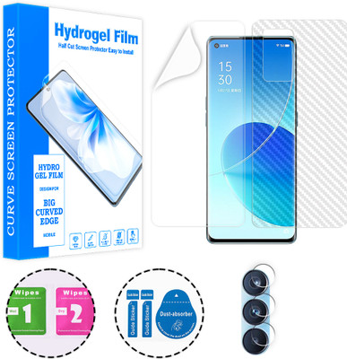 ARBAN Front and Back Screen Guard for Oppo Reno6 Pro 5G (1 HYDROGEL SCREEN PROTECTOR WITH 1 CARBON FIBER SKIN AND 1 CAMERA LENS PROTECTOR)(Pack of 1)