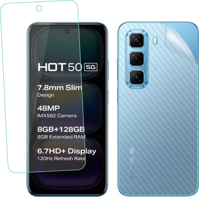 Ten To 11 Front and Back Screen Guard for Infinix Hot 50 5G, Infinix Hot 50 5G [Back Carbon Fiber](Pack of 2)