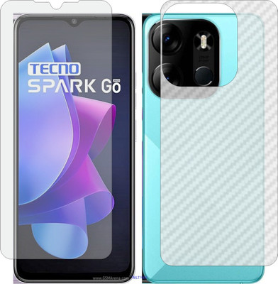 TELTREK Front and Back Screen Guard for TECNO SPARK GO 2023 (Front Matte Finish & Back 3d Carbon Fiber)(Pack of 2)