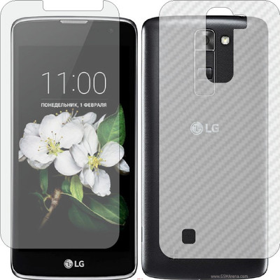 Mobling Front and Back Screen Guard for LG K7 (Front 9H Hardness Matte & Carbon Fiber Skin for Back)(Pack of 2)