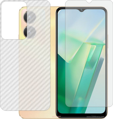 MOBART Front and Back Screen Guard for VIVO T2 X INDIA (Front Matte Finish & Back 3d Carbon Fiber)(Pack of 2)
