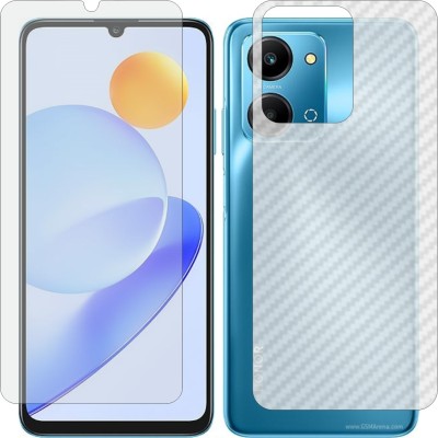 Mobling Front and Back Screen Guard for HONOR PLAY 7T RKYAN10 (Front 9H Hardness Matte & Carbon Fiber Skin for Back)(Pack of 2)