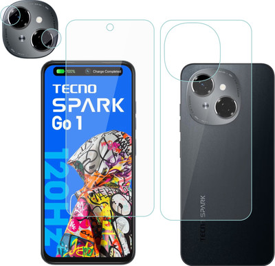 Vatsin Front and Back Screen Guard for Tecno Spark Go 1, Tecno Spark Go 1 [Back Carbon Fiber] [Rear Camera Lens Guard](Pack of 3)